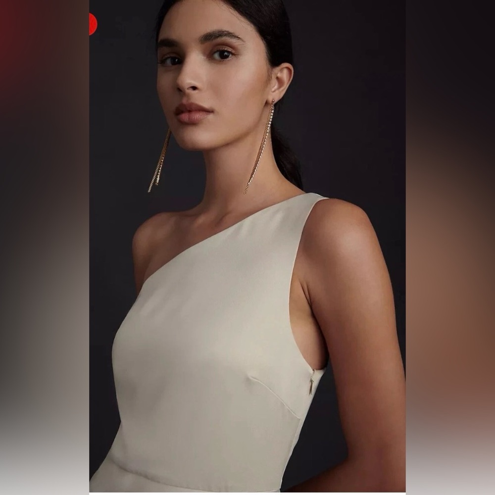 BHLDN Elegant One-Shoulder White Dress - Picture 5 of 12